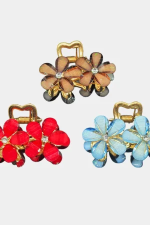 Crystal Flower Mini Hair Claw Clips