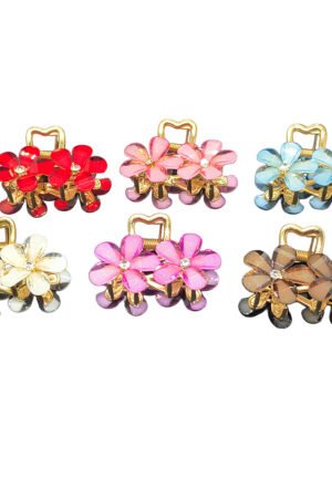 Crystal Flower Mini Hair Claw Clips