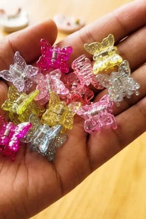 Mini Butterfly Hair Claw Clips Colorful Glitter Transparent Jaw Clips for Girls & Women