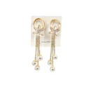 Stylish Party Wear American Diamond Dangle Earrings with Pearls